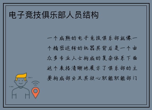 电子竞技俱乐部人员结构